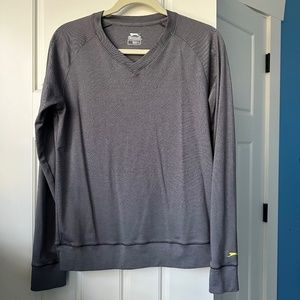 Slazenger Grey Long Sleeve Heavy V-neck T-shirt - Women’s Large